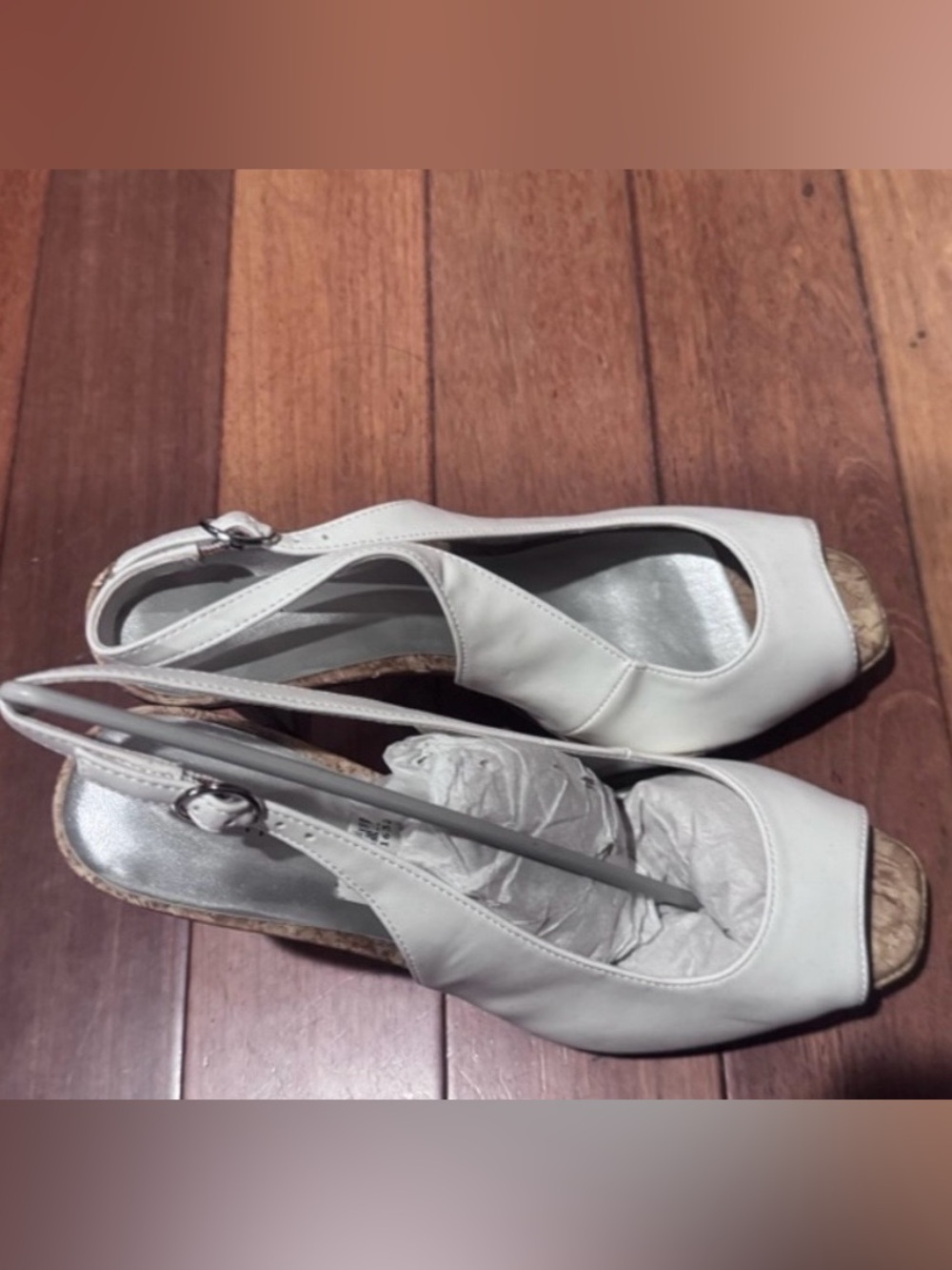 FIONI Clothing White Peep-Toe Slingback Wedge Sandals